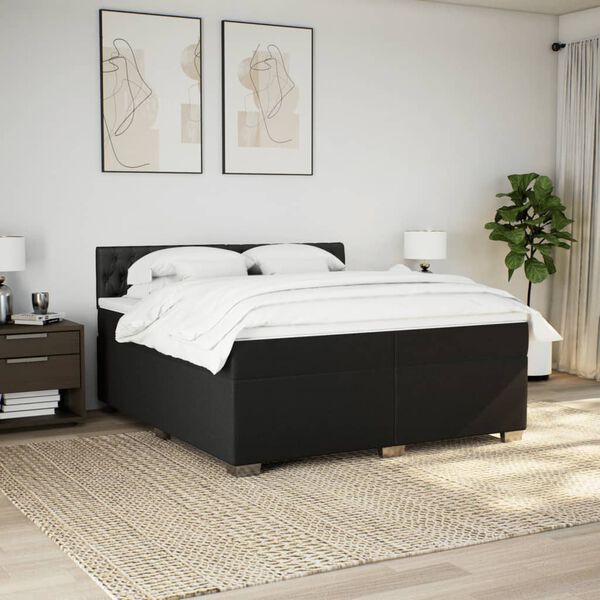 vidaXL &Kappa;&rho;&epsilon;&beta;ά&tau;&iota; Boxspring &mu;&epsilon; &Sigma;&tau;&rho;ώ&mu;&alpha; &Mu;&alpha;ύ&rho;&omicron; 200x200 &epsilon;&kappa;. &Upsilon;&phi;&alpha;&sigma;&mu;ά&tau;&iota;&nu;&omicron;