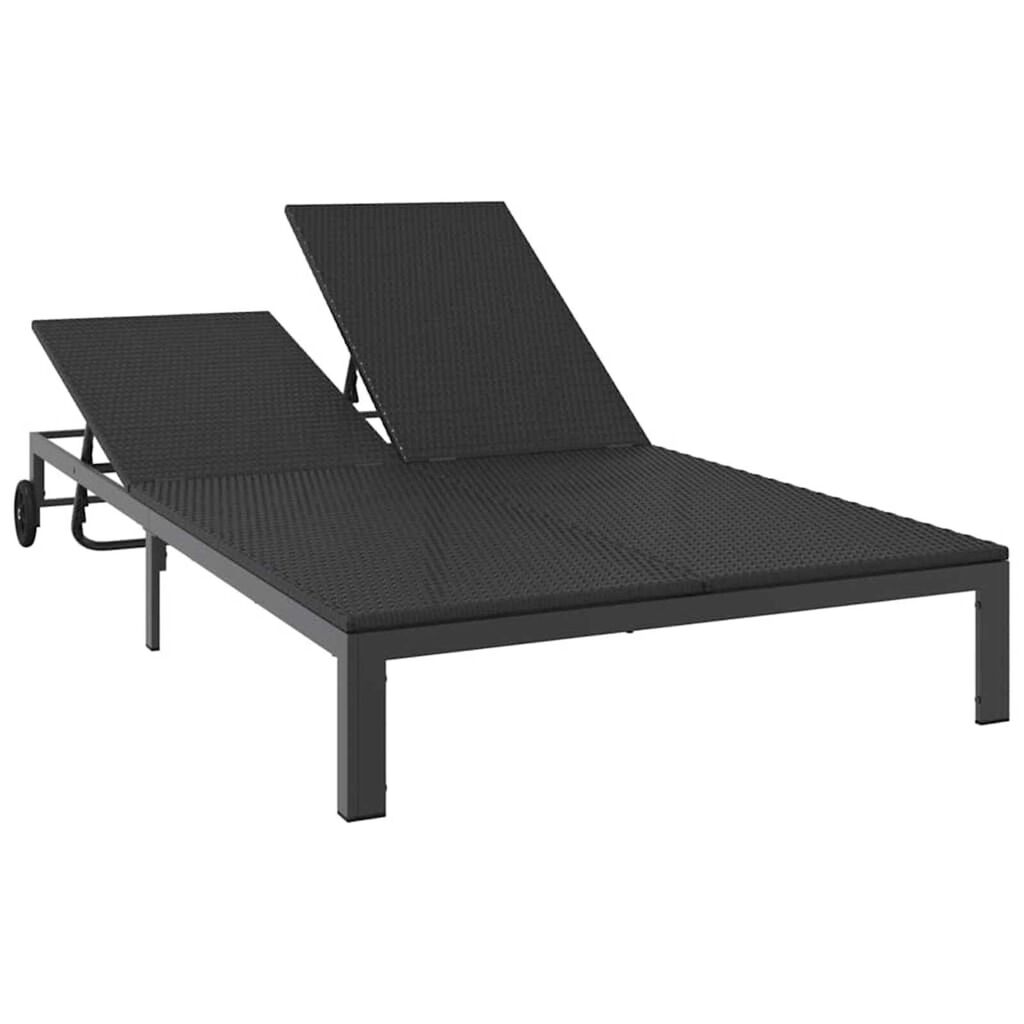 vidaXL Ήλιο-κρεβάτι 2-πρόσωπο Μαύρο 115 x 206 x 75εκ συνθετικό ρατάν