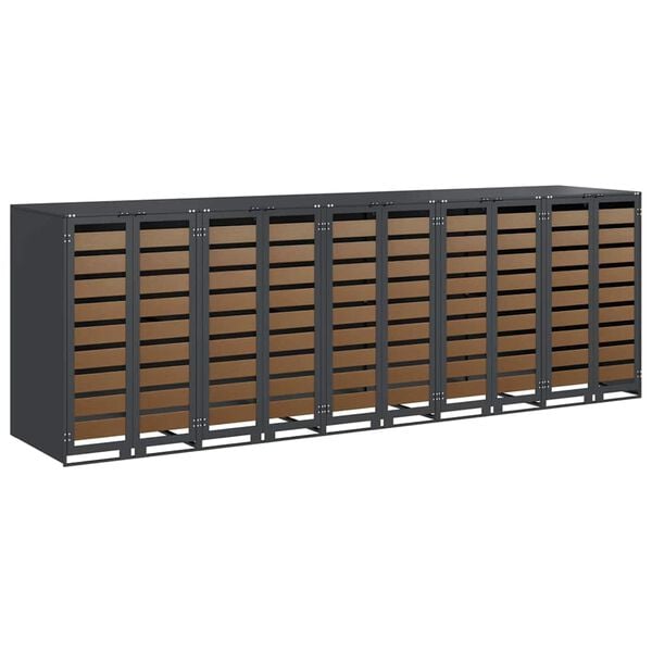 vidaXL Αποθήκη τροχήλατου κάδου για 3 κάδους Ανθρακί