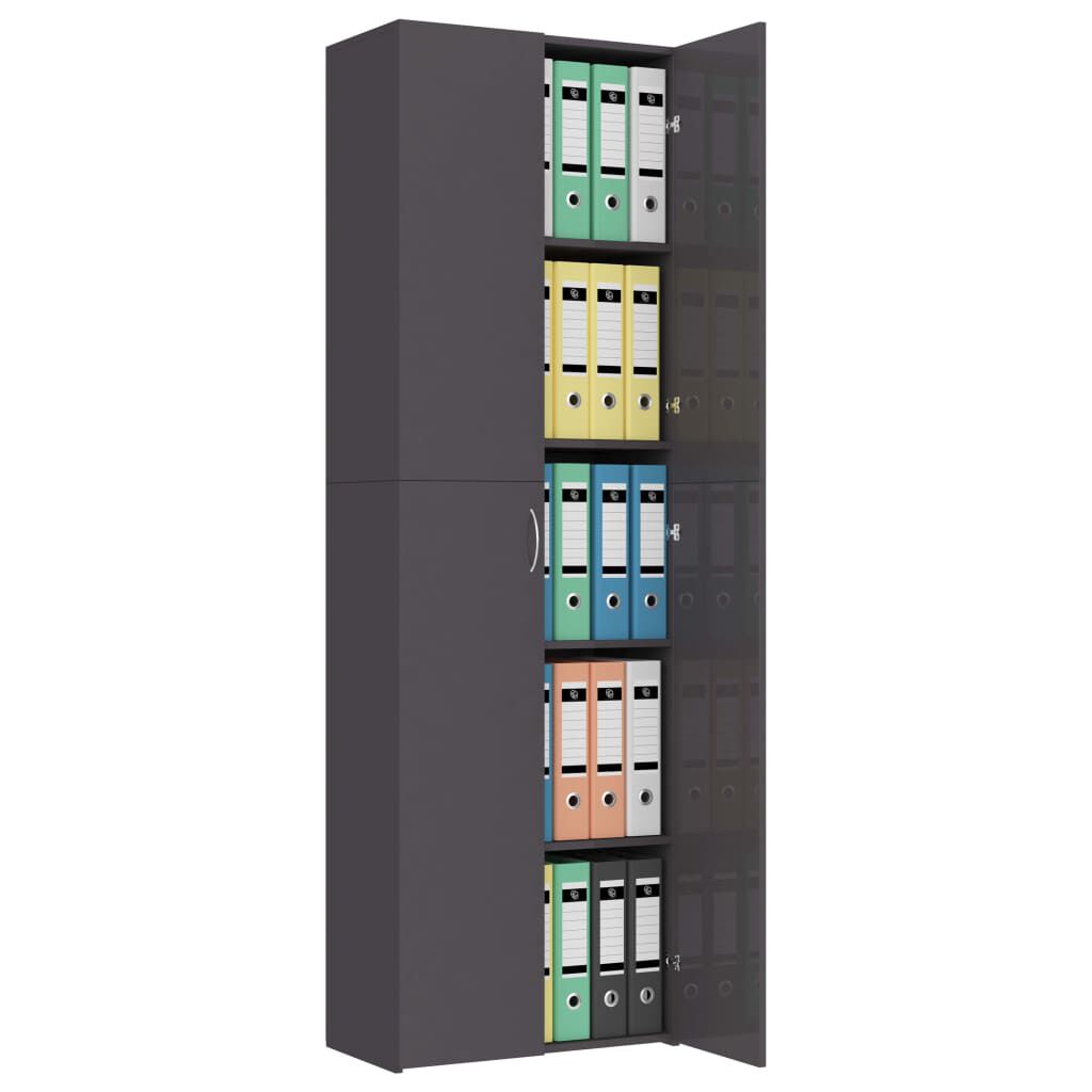 vidaXL Ντουλάπα Γραφείου Γυαλιστερό Γκρι 60x32x190 εκ. από Μοριοσανίδα