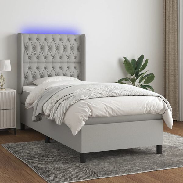 vidaXL &Kappa;&rho;&epsilon;&beta;ά&tau;&iota; Boxspring &mu;&epsilon; &Sigma;&tau;&rho;ώ&mu;&alpha; & LED &Alpha;&nu;.&Gamma;&kappa;&rho;&iota; 90x190 &epsilon;&kappa;. &Upsilon;&phi;&alpha;&sigma;&mu;ά&tau;&iota;&nu;&omicron;