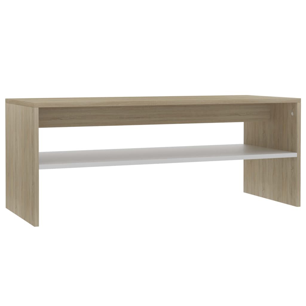 vidaXL Τραπεζάκι Σαλονιού Λευκό/Sonoma Δρυς 100x40x40 εκ. Μοριοσανίδα