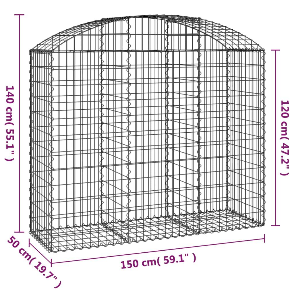 vidaXL Συρματοκιβώτιο Τοξωτό 150x50x120/140εκ. από Γαλβανισμένο Χάλυβα