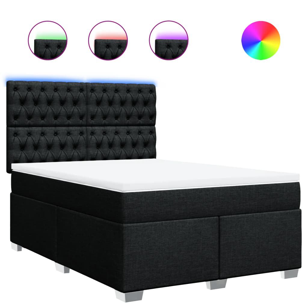 vidaXL Κρεβάτι Boxspring με Στρώμα Μαύρο 160x200 εκ. Υφασμάτινο