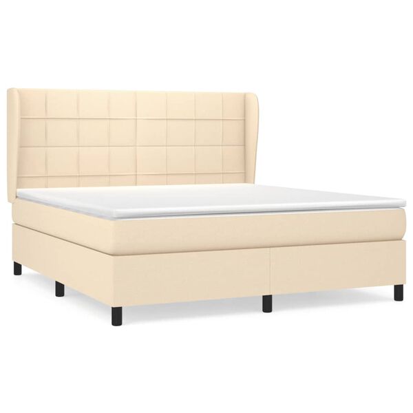 vidaXL &Kappa;&rho;&epsilon;&beta;ά&tau;&iota; Boxspring &mu;&epsilon; &Sigma;&tau;&rho;ώ&mu;&alpha; &Kappa;&rho;&epsilon;&mu; 160x200 &epsilon;&kappa;. &Upsilon;&phi;&alpha;&sigma;&mu;ά&tau;&iota;&nu;&omicron;