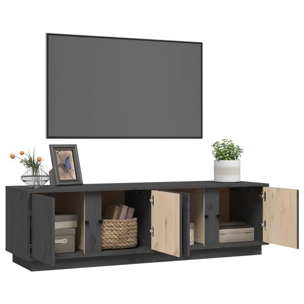 vidaXL Έπιπλο Τηλεόρασης Γκρι 140 x 40 x 40 εκ. από Μασίφ Ξύλο Πεύκου