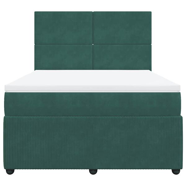 vidaXL Κρεβάτι Boxspring με Στρώμα Σκούρο Πράσινο 160x200εκ. Βελούδινο