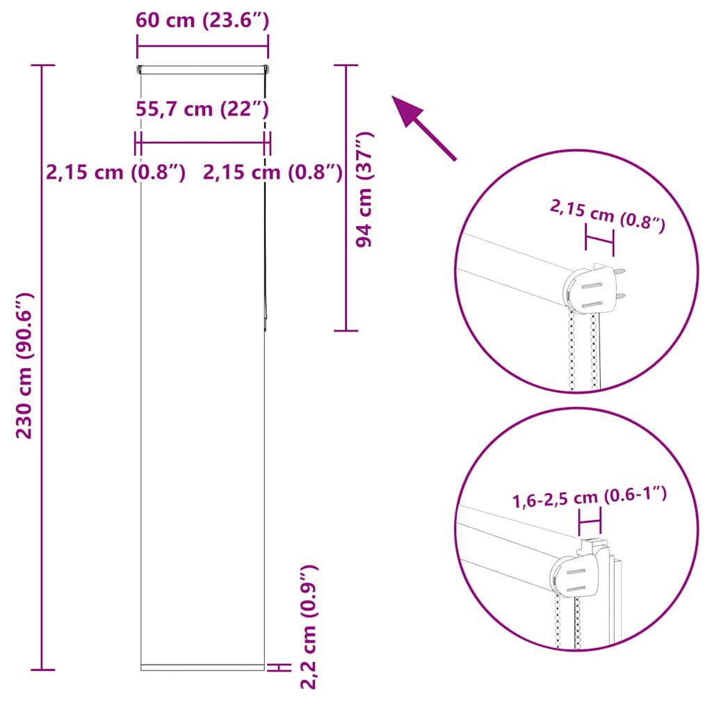 vidaXL Ρολέρ Μπλακάουτ γκρί 60x230 cm Πλάτος υφάσματος 55,7 cm