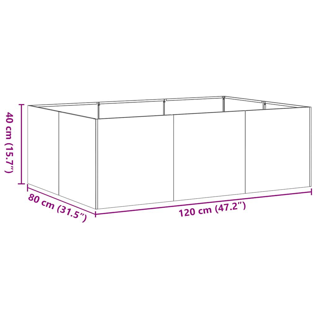 vidaXL Ζαρντινιέρα Λαδί 120x80x40 εκ. από Χάλυβα