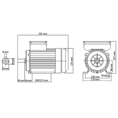 vidaXL Ηλεκτρικός Κινητήρας Μονοφασικός 1,5kW/2HP 2 Πόλοι 2800 RPM