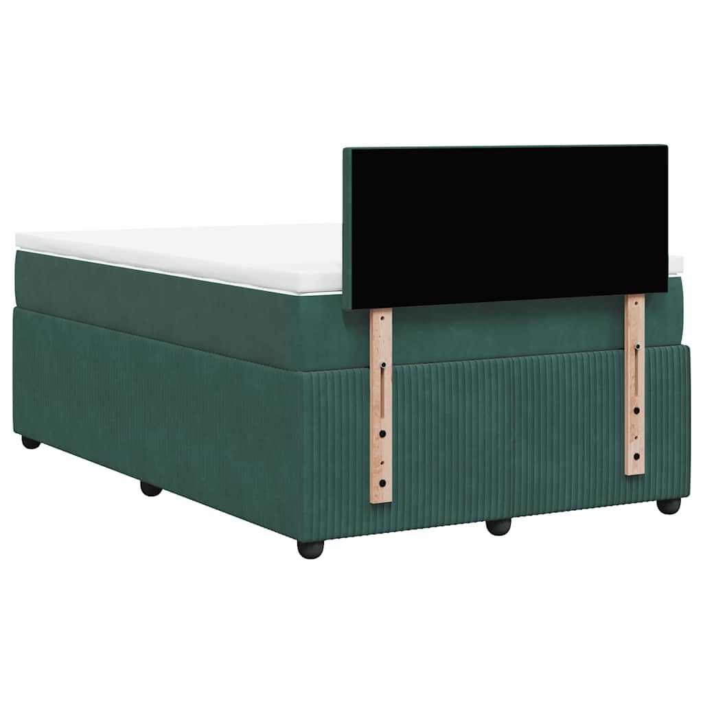 vidaXL Κρεβάτι Boxspring με Στρώμα Σκούρο Πράσινο 120x190εκ. Βελούδινο