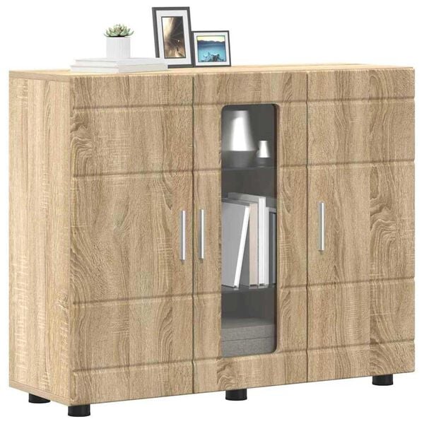 vidaXL Πλαϊνό γραφείο με ράφι με πόρτα Sonoma Δρυς 55.5 x 29 x 100 εκ