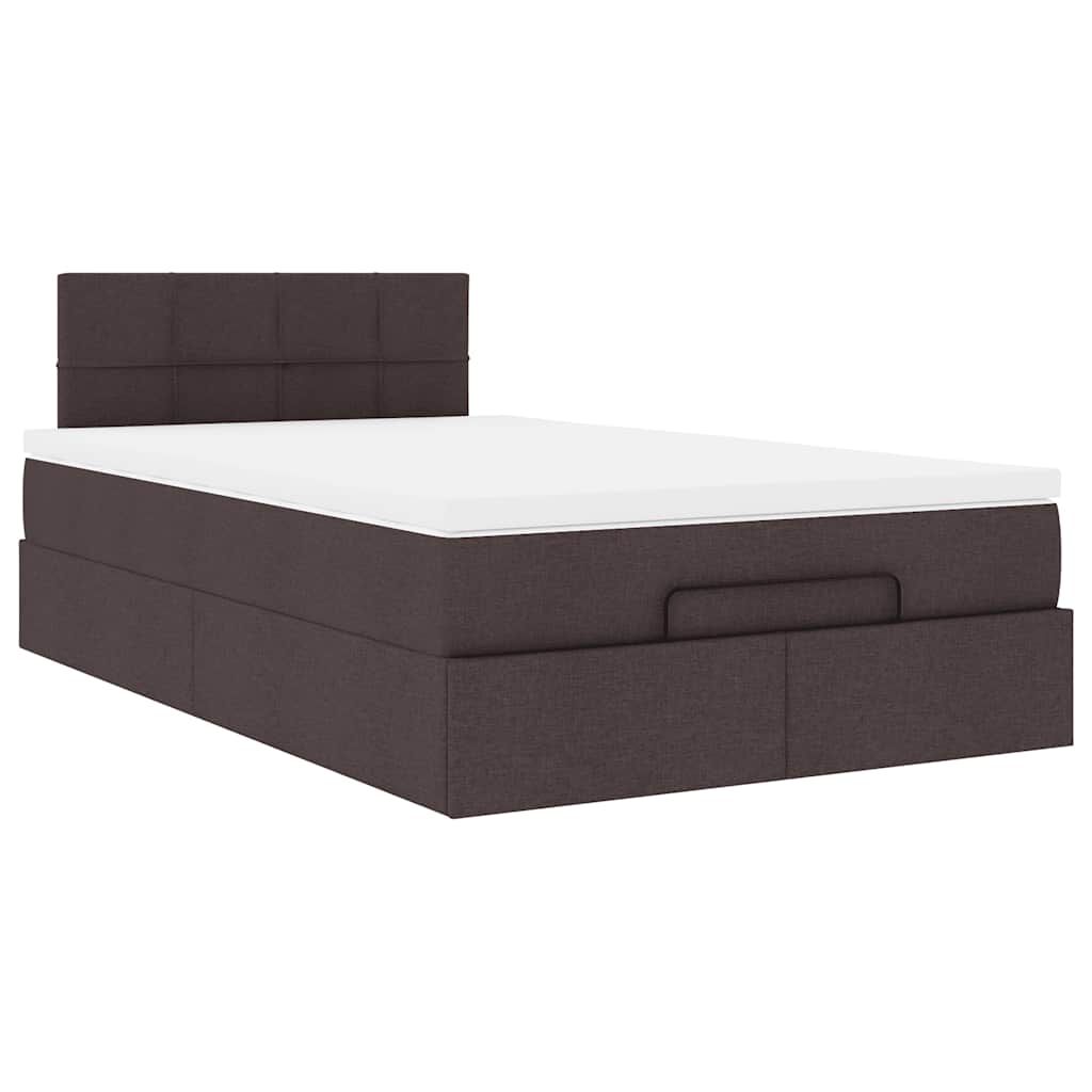 vidaXL Ottoman Κρεβάτι με Στρώμα Σκούρο Καφέ 120x200cm Ύφασμα