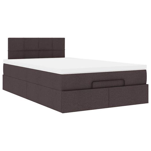 vidaXL Ottoman Κρεβάτι με Στρώμα Σκούρο Καφέ 120x200cm Ύφασμα
