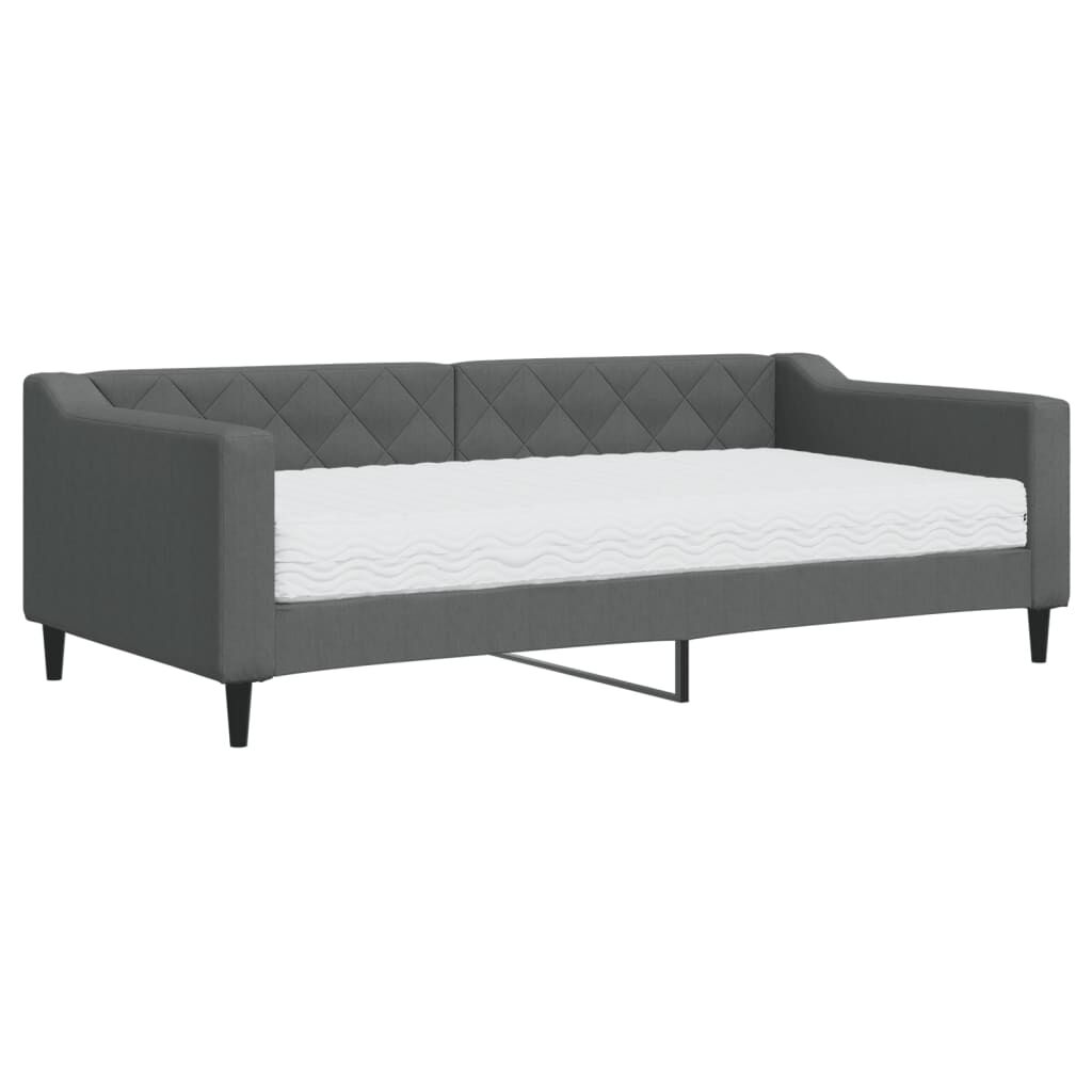 vidaXL Καναπές Κρεβάτι με Στρώμα Σκούρο Γκρι 90 x 190 εκ. Υφασμάτινο