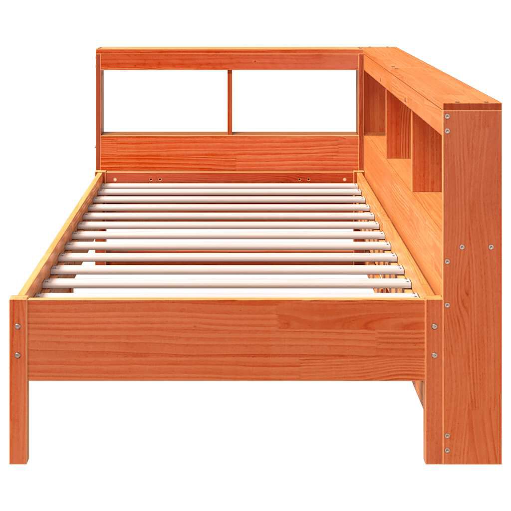 vidaXL Κρεβάτι Βιβλιοθήκη Χωρίς Στρώμα 75x190 εκ Μασίφ Ξύλο Πεύκου
