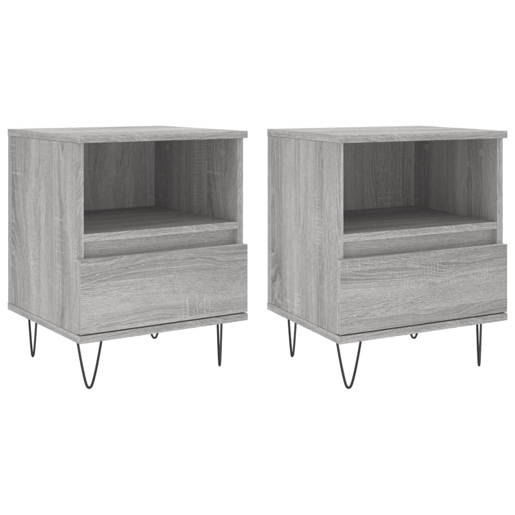 vidaXL Κομοδίνα 2 τεμ. Γκρι Sonoma 40 x 35 x 50 εκ. από Επεξεργ. Ξύλο