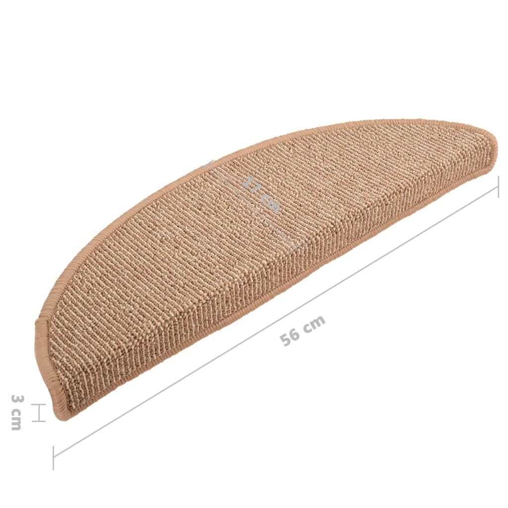 vidaXL Πατάκια Σκάλας Μοκέτα 15 τεμ. Ανοιχτό Καφέ 56 x 17 x 3 εκ.