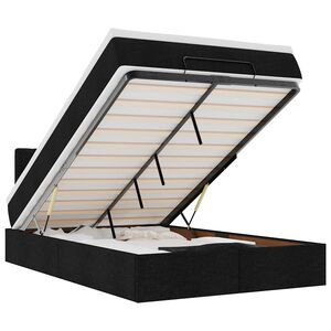 vidaXL Οθωμανικό κρεβάτι με στρώμα & LEDs Μαύρο 120x200 cm Ύφασμα