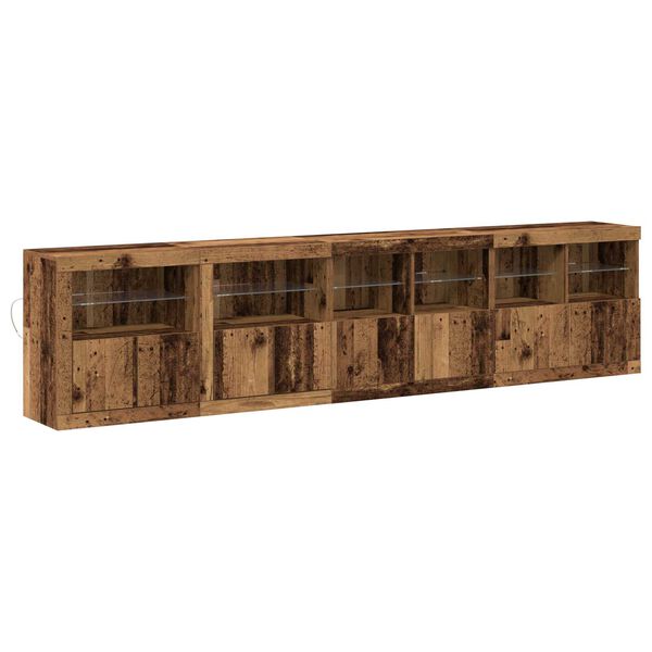 vidaXL Μπουφές με LED Φώτα Παλιού Ξύλου 283x37x67 cm Κατασκευασμένο Ξύλο