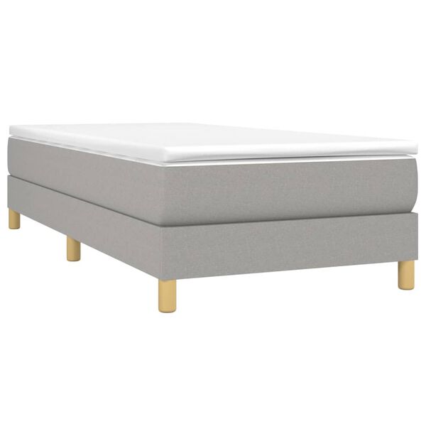 vidaXL Κρεβάτι Boxspring με Στρώμα Ανοιχτό Γκρι 90x190 εκ. Υφασμάτινο