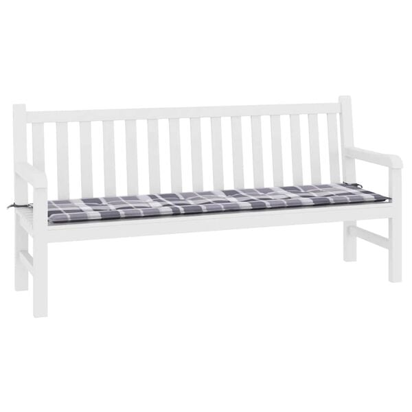 vidaXL Μαξιλάρι για Παγκάκι Κήπου Γκρι Καρό 180x50x4 εκ. Υφασμάτινο