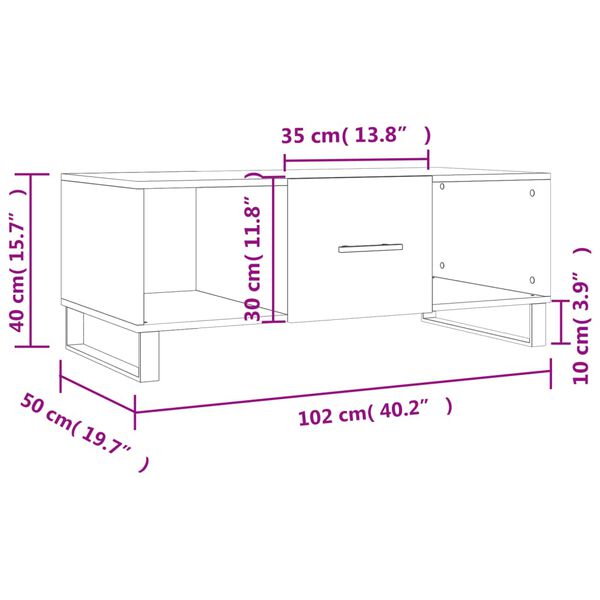 vidaXL Τραπεζάκι Σαλονιού Sonoma Δρυς 102x50x40 εκ. από Επεξεργ. Ξύλο