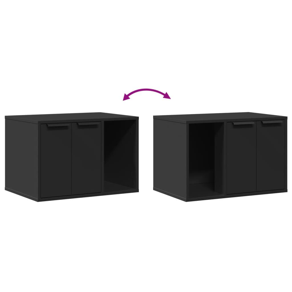 vidaXL Τουαλέτα Γάτας Περίφραξη Μαύρο 60x40x40 εκ. Επεξεργασμ. Ξύλο