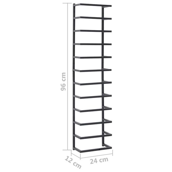 vidaXL Βάση για Πετσέτες Επιτοίχια Μαύρη 24 x 12 x 96 εκ. Ατσάλινη