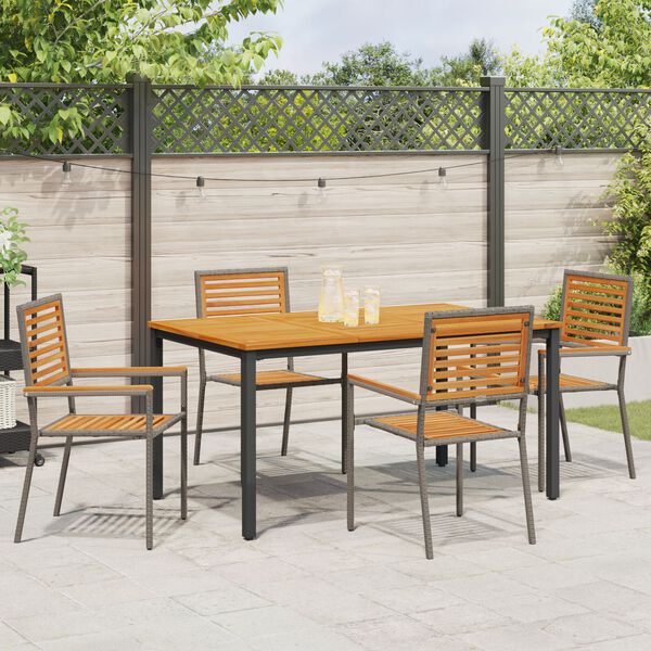 vidaXL Σέτ φαγητού για κήπο 5 pcs Γκρι 150 x 90 x 75 cm