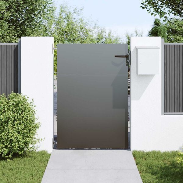 vidaXL Πύλη Κήπου Μαύρο 105 x 150 cm Ατσάλι με Επικάλυψη Πούδρας