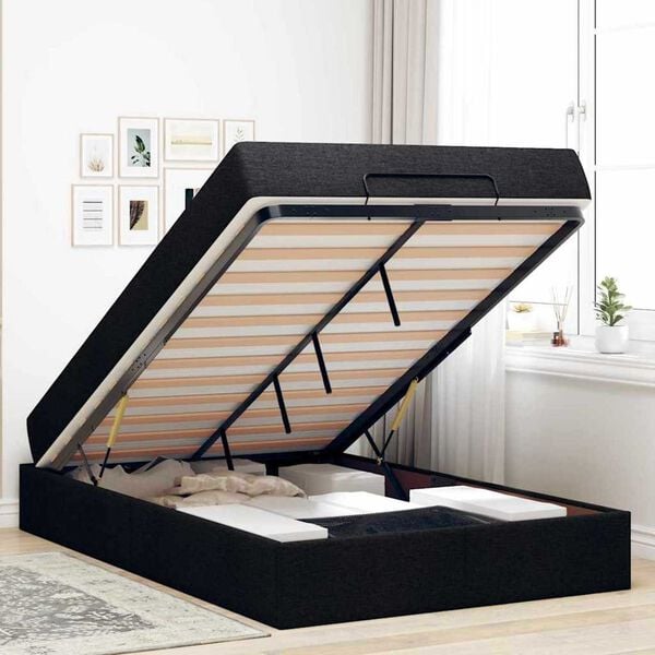 vidaXL Σκελετός Κρεβατιού με στρώμα Μαύρο 120 x 200 cm ύφασμα