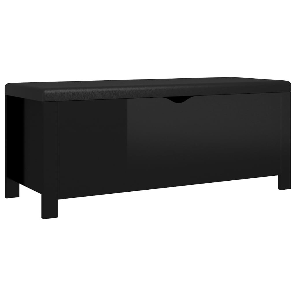 vidaXL Κουτί Αποθήκευσης Γυαλ. Μαύρο 105x40x45εκ Επεξ. Ξύλο & Μαξιλάρι