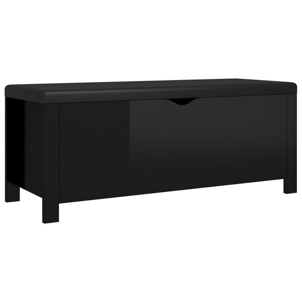 vidaXL Κουτί Αποθήκευσης Γυαλ. Μαύρο 105x40x45εκ Επεξ. Ξύλο & Μαξιλάρι