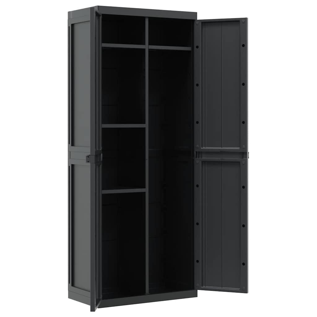 vidaXL Ντουλάπι Αποθ. Εξ. Χώρου Μαύρο 65x37x165εκ. Πολυπροπυλένιο