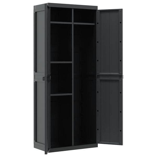 vidaXL Ντουλάπι Αποθ. Εξ. Χώρου Μαύρο 65x37x165εκ. Πολυπροπυλένιο