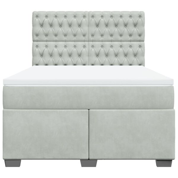 vidaXL Κρεβάτι Boxspring με Στρώμα Ανοιχτό Γκρι 140x190 εκ. Βελούδινο