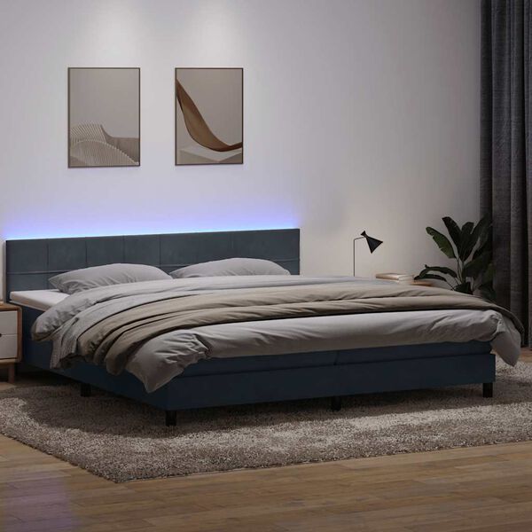 vidaXL &Kappa;&rho;&epsilon;&beta;ά&tau;&iota; Boxspring &mu;&epsilon; &Sigma;&tau;&rho;ώ&mu;&alpha; & LED &Sigma;&kappa;&omicron;ύ&rho;&omicron; &Gamma;&kappa;&rho;&iota; 200x210 &epsilon;&kappa;. &Beta;&epsilon;&lambda;&omicron;ύ&delta;&iota;&nu;&omicron;