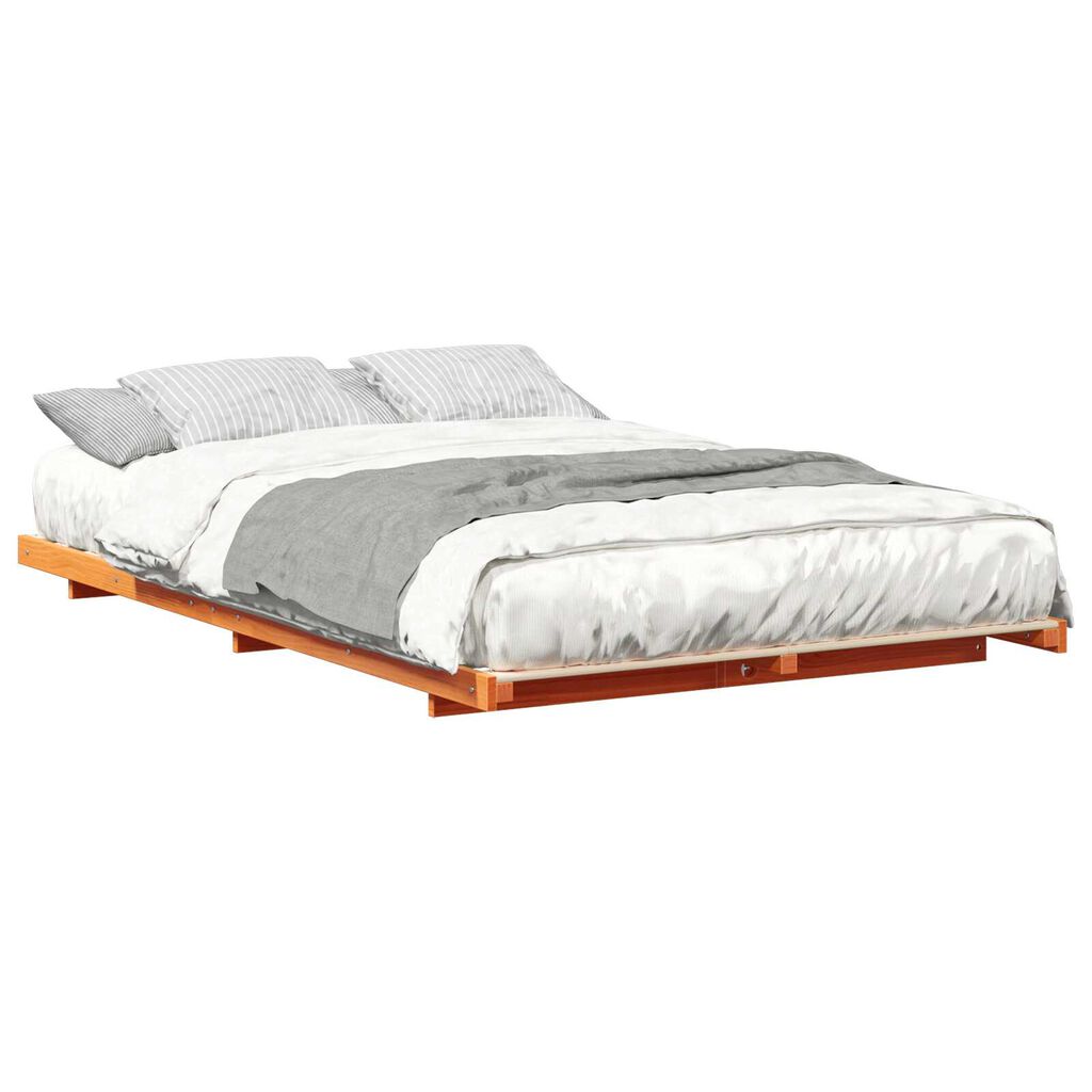 vidaXL Κρεβάτι δαπέδου Καφέ κεριού 120 x 200 cm Μασίφ ξύλο πεύκου