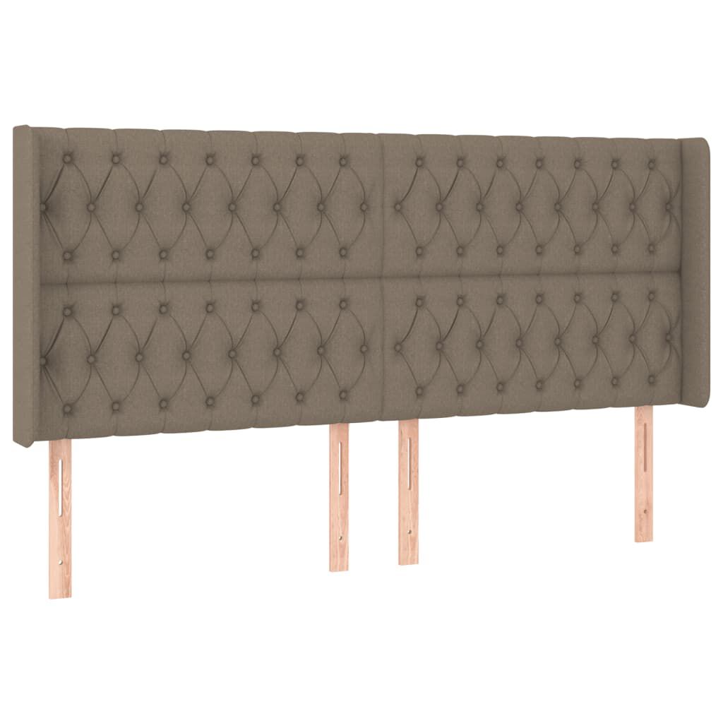 vidaXL Κρεβάτι Boxspring με Στρώμα & LED Taupe 200x200 εκ. Υφασμάτινο