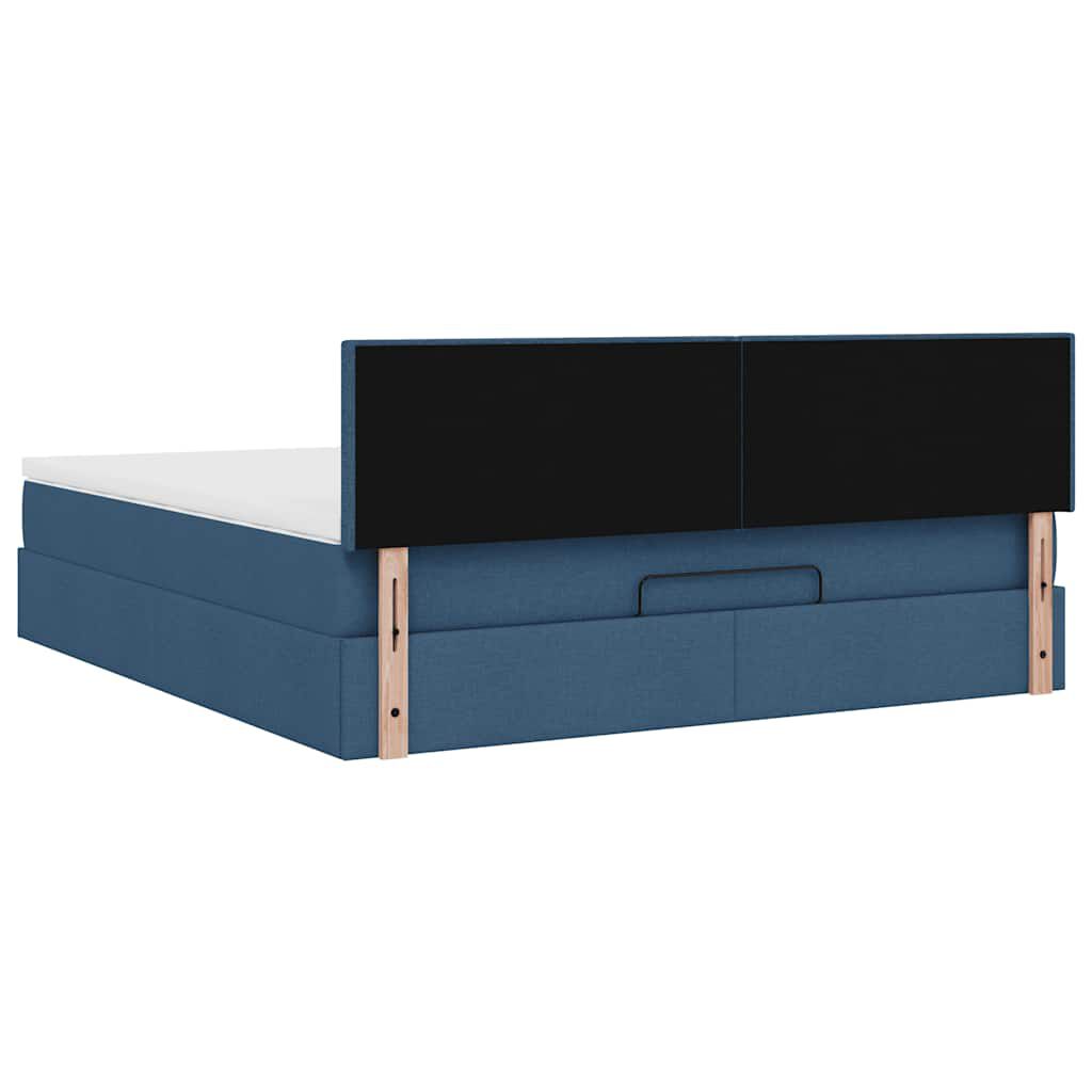 vidaXL Οθωμανικό κρεβάτι με στρώμα μπλε 160x200cm ύφασμα