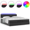 vidaXL Οθωμανικό κρεβάτι με στρώματα & LEDs Μαύρο Faux Leather