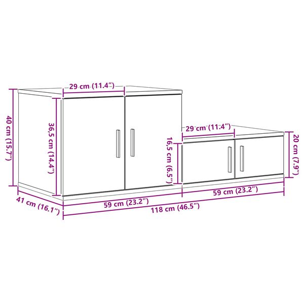 vidaXL Ντουλάπι Αποθήκευσης Γκρι Σονόμα 118x41x40 εκ. Φτιαγμένο από Ξύλο