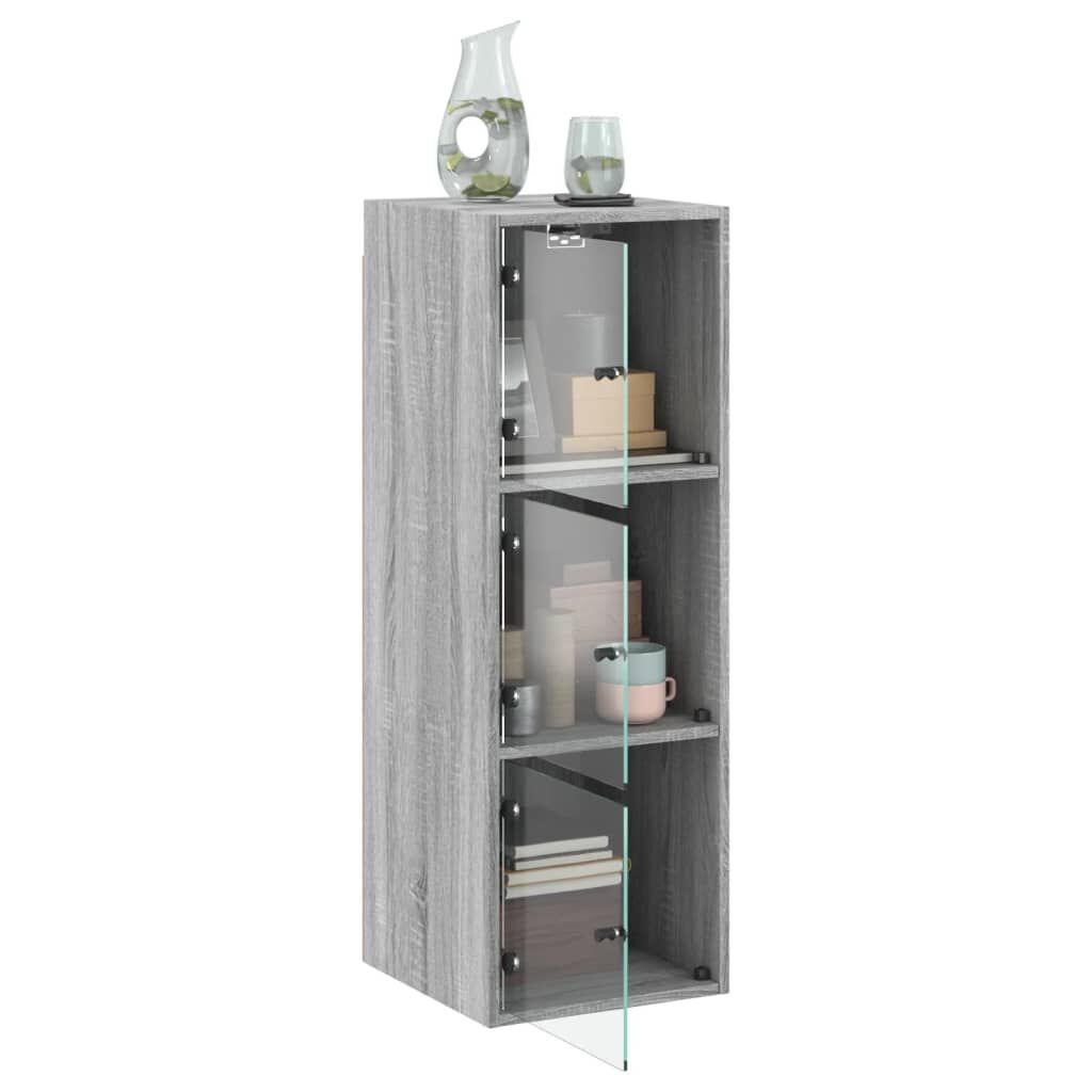 vidaXL Ντουλάπι Τοίχου Sonoma Γκρι 35x37x100 εκ. με Γυάλινες Πόρτες