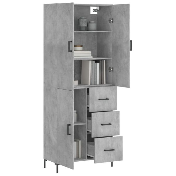 vidaXL Ντουλάπι Γκρι Σκυροδέματος 69,5x34x180 εκ. Επεξεργασμένο Ξύλο