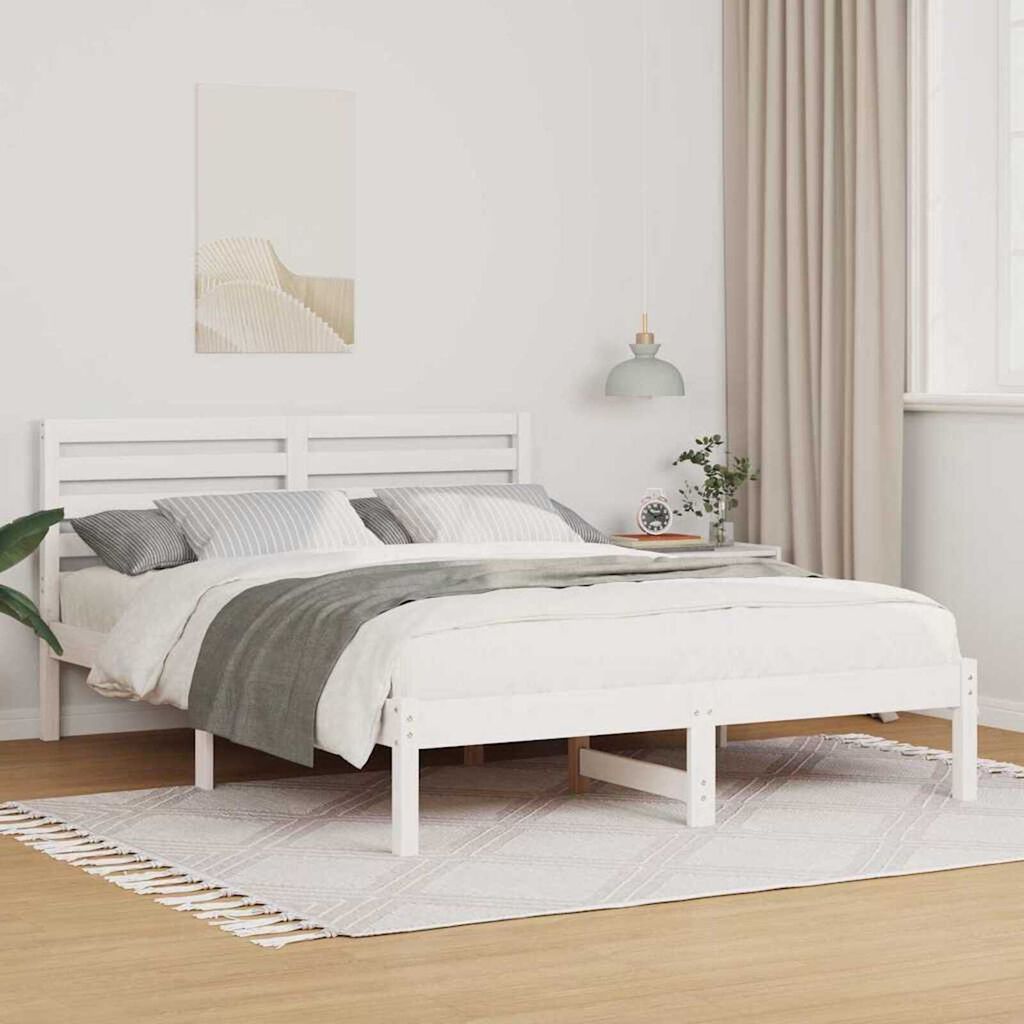 vidaXL Σκελετός Κρεβατιού Λευκό 120 x 190 cm Μασίφ ξύλο πεύκου