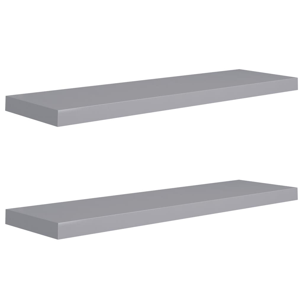 vidaXL Ράφια Τοίχου 2 τεμ. Γκρι 90x23,5x3,8 εκ. MDF