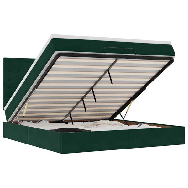 vidaXL &Omicron;&theta;&omega;&mu;&alpha;&nu;&iota;&kappa;ό &kappa;&rho;&epsilon;&beta;ά&tau;&iota; &mu;&epsilon; &sigma;&tau;&rho;ώ&mu;&alpha;&tau;&alpha;&LEDs Dark Green 180x200cm Velvet