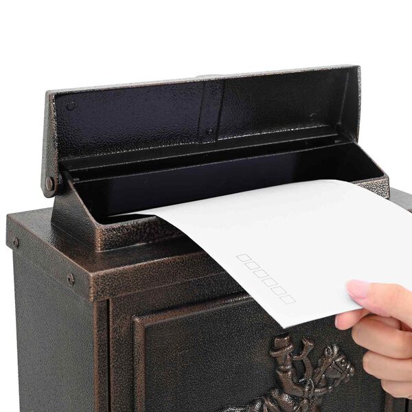vidaXL Επιτοίχιος Ταχυδρομικός Κάδος με πόρτα Μπρονζέ 29 x 13 x 41 εκ.