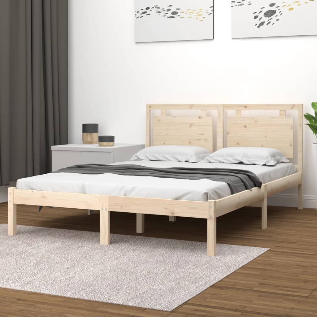 vidaXL Πλαίσιο Κρεβατιού 150 x 200 εκ. Μασίφ Ξύλο King Size